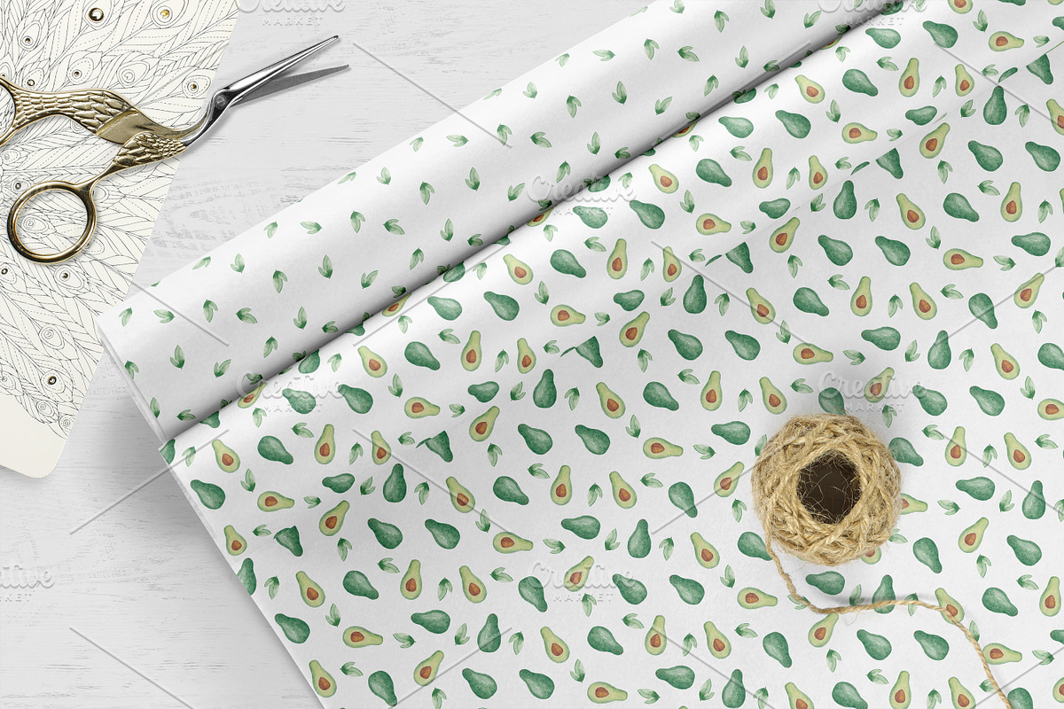 Watercolor Avocado Patterns Set, a Pattern Graphic by Oksana Dovhopol Art (Photo 3 of 11)