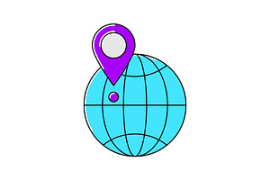 Globe with marker icon., a Transportation Illustration by incomible