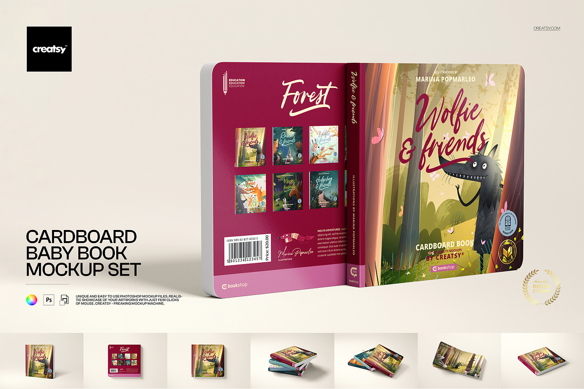Cardboard Baby book Mockup Set, a Books & Magazine Mockup by creatsy5 (Photo 1 of 14)