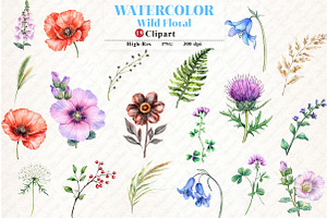 Wild Floral Clipart, Wild Floral png, an Illustration by Watercolor design