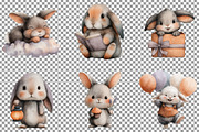 Watercolor Cute Purple Bunny Clipart, an Illustration by Sublimation Artist (Thumbnail 2 of 7)