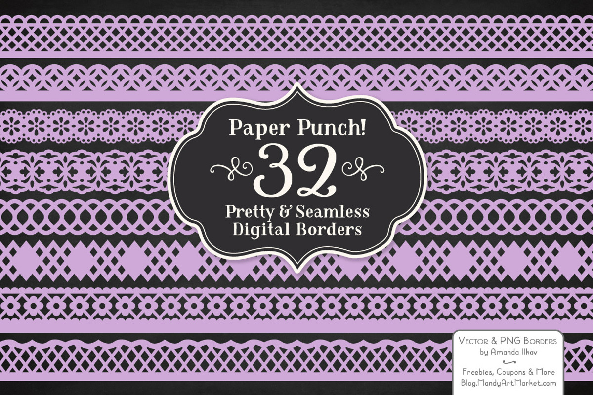 Lavender Lace Borders & Clipart, an Illustration by Amanda Ilkov (Photo 2 of 5)