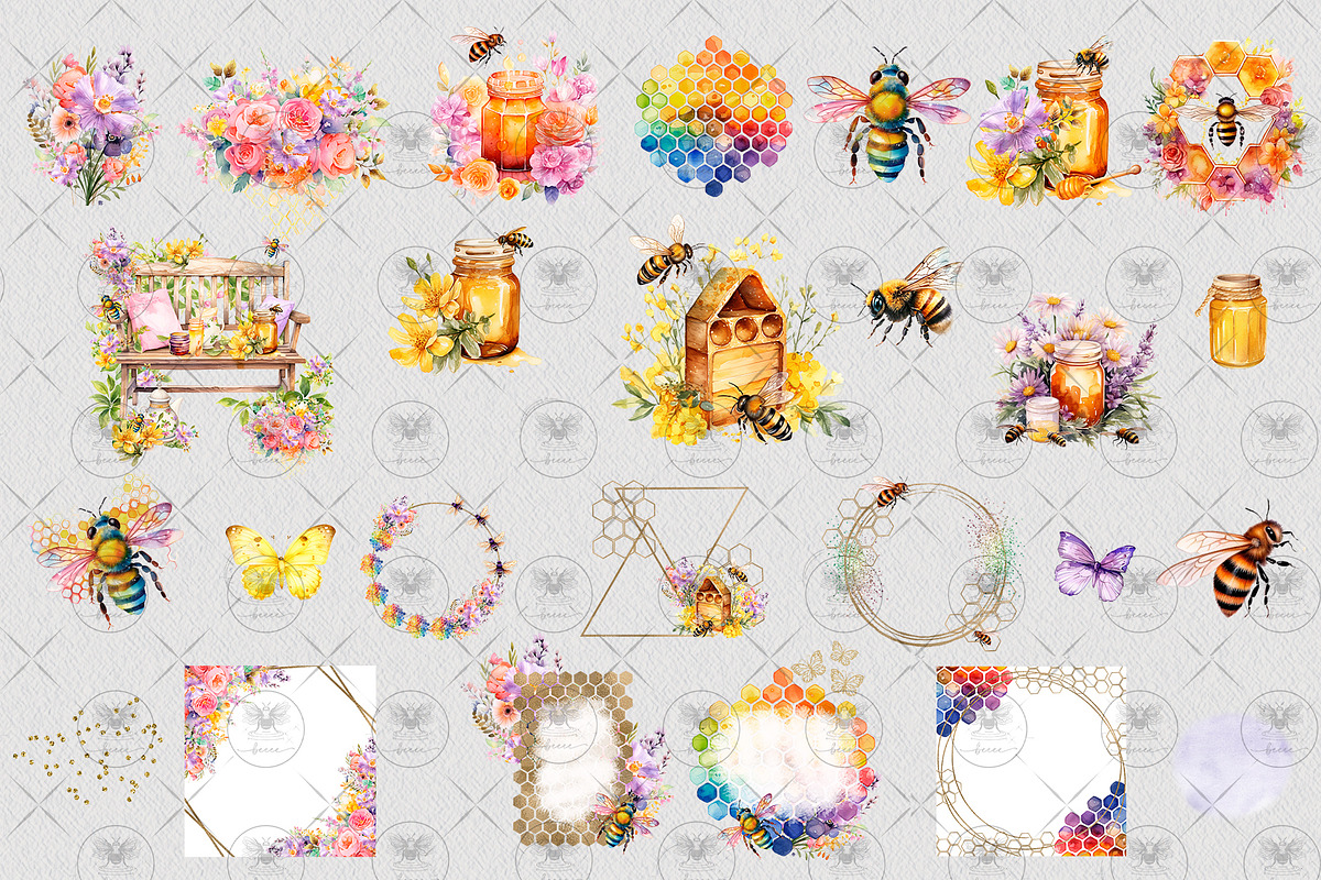 Honey Bees Clipart, an Illustration by BigCakeBee (Photo 3 of 4)