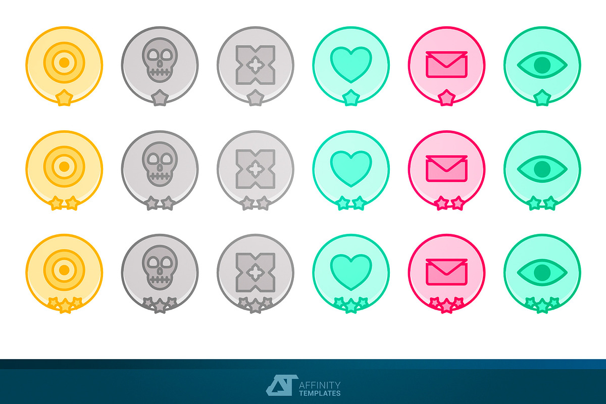 Gamification Badges Vector Icons, an Icon by Affinity Templates (Photo 2 of 3)
