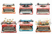 Watercolor Typewriter Clipart, an Illustration by Libby Wishes (Thumbnail 9 of 10)