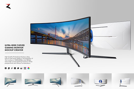 Ultrawide Curved Monitor Mockup 10K