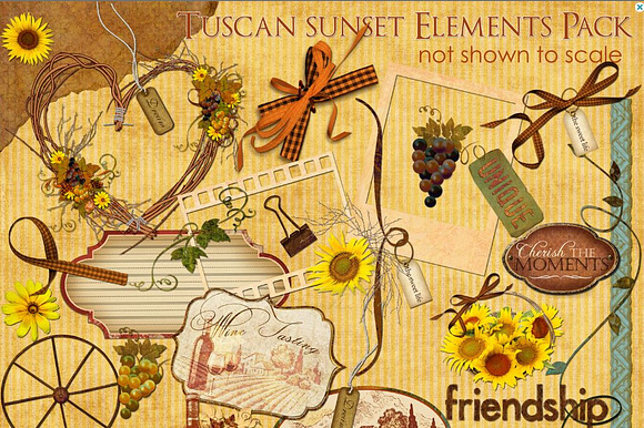Tuscan Sunset Clip Art 44 Elements preview 5