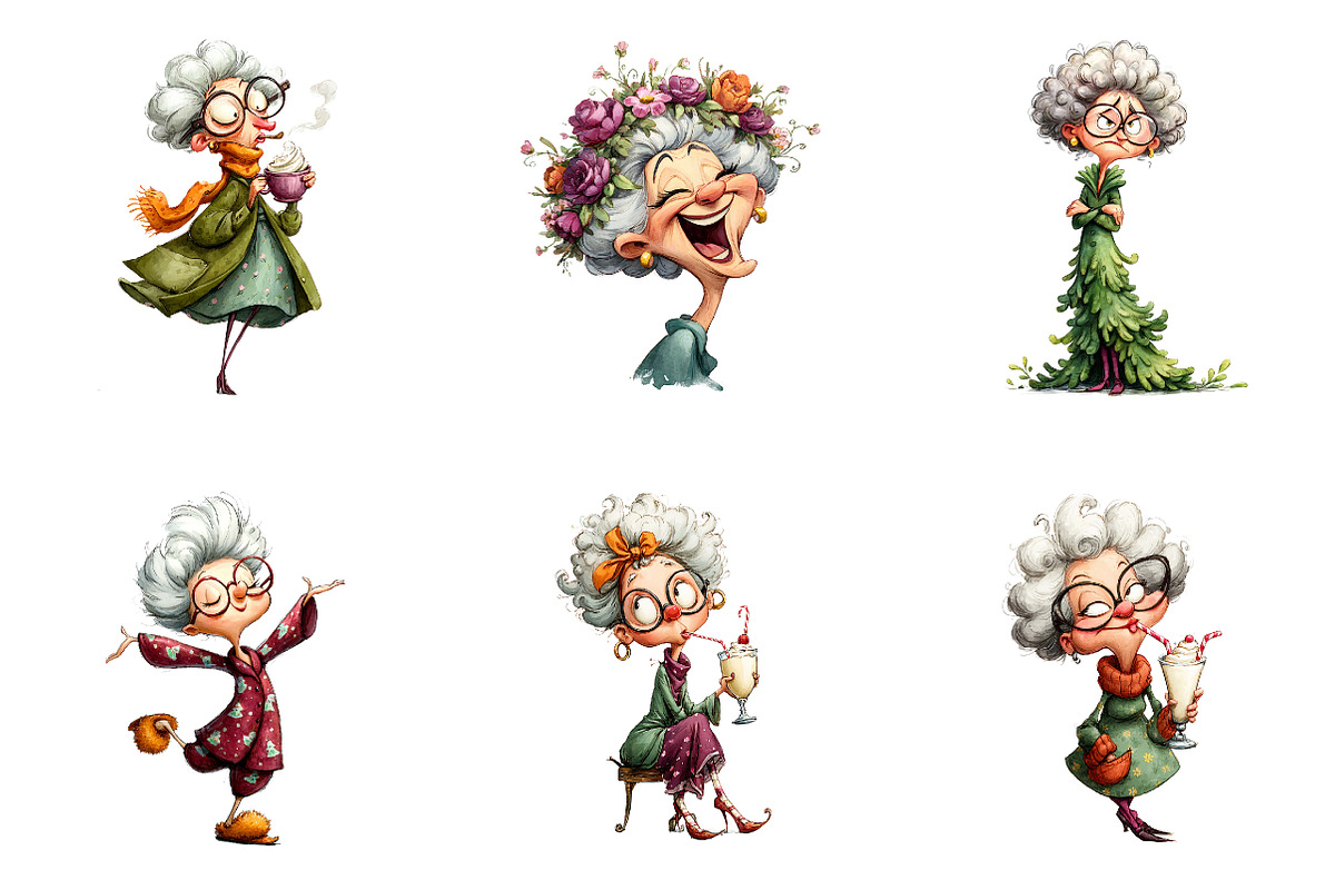 Funny Old Lady Christmas Sublimation, an Illustration by CreationArt (Photo 3 of 5)
