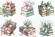 Sage Coquette Bow Book Stack Clipart, an Illustration by CraftArtStudio (Thumbnail 2 of 6)