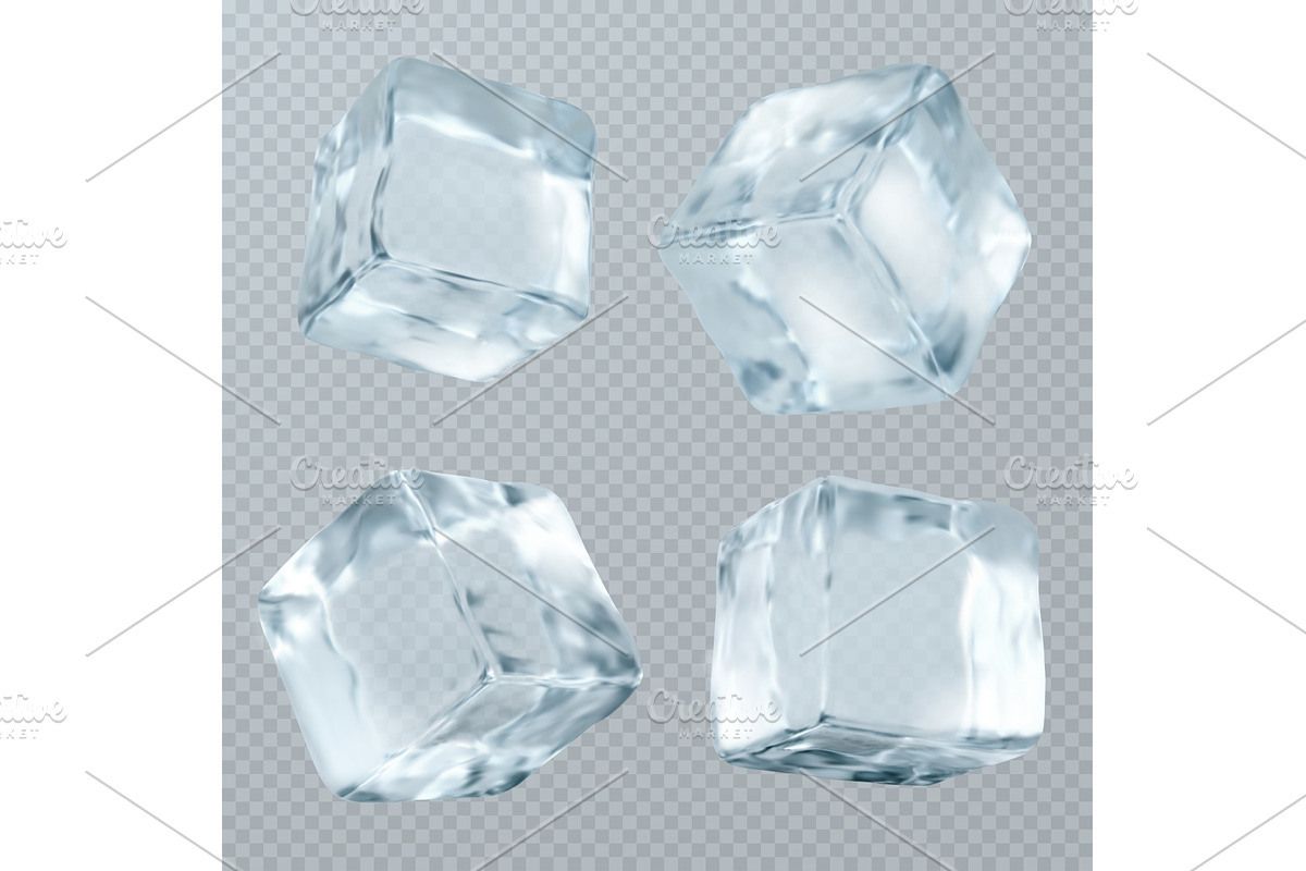 Transparent ice cubes with crystal, a Food Illustration by art PVP - market