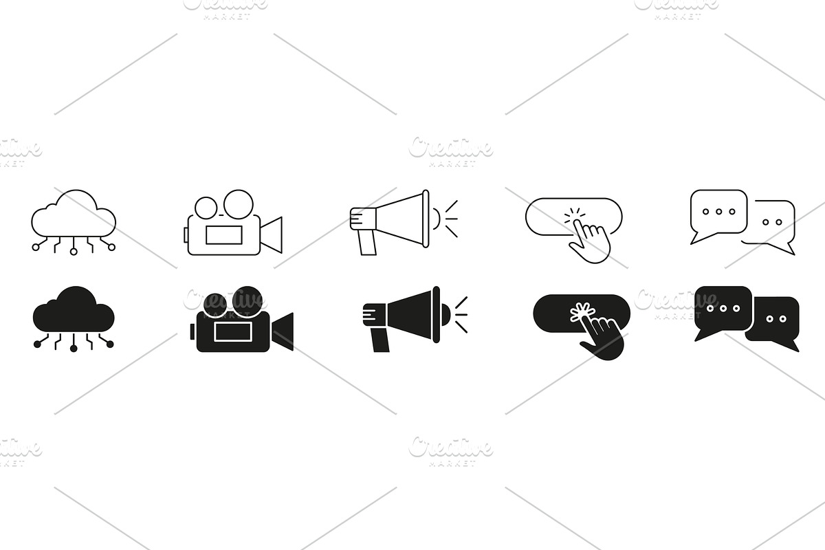Digital Communication Icons, a Technology Illustration by Gentle Studio