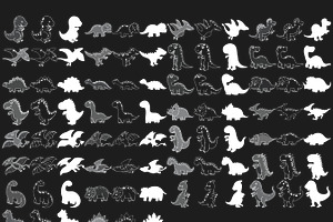 Dinosaur Outline Silhouette Set 1