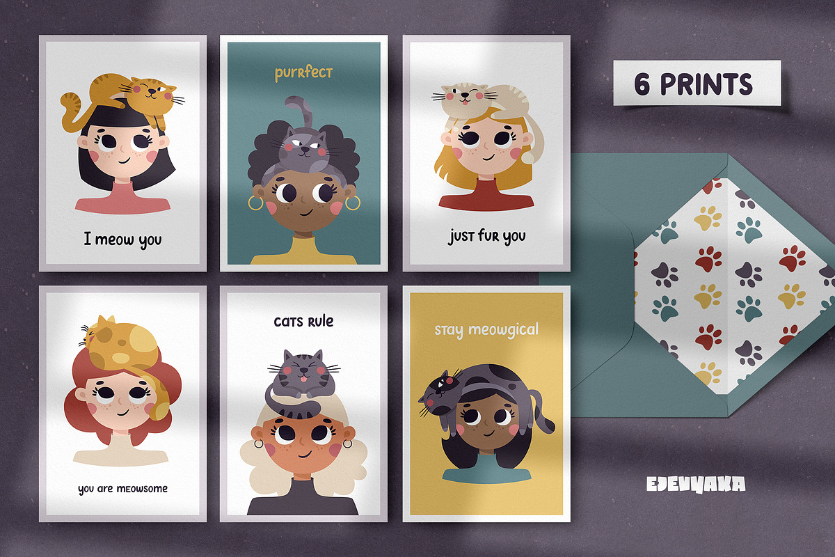 Cat on the Head illustrations, an Animal Illustration by Ejevyaka (Photo 4 of 6)