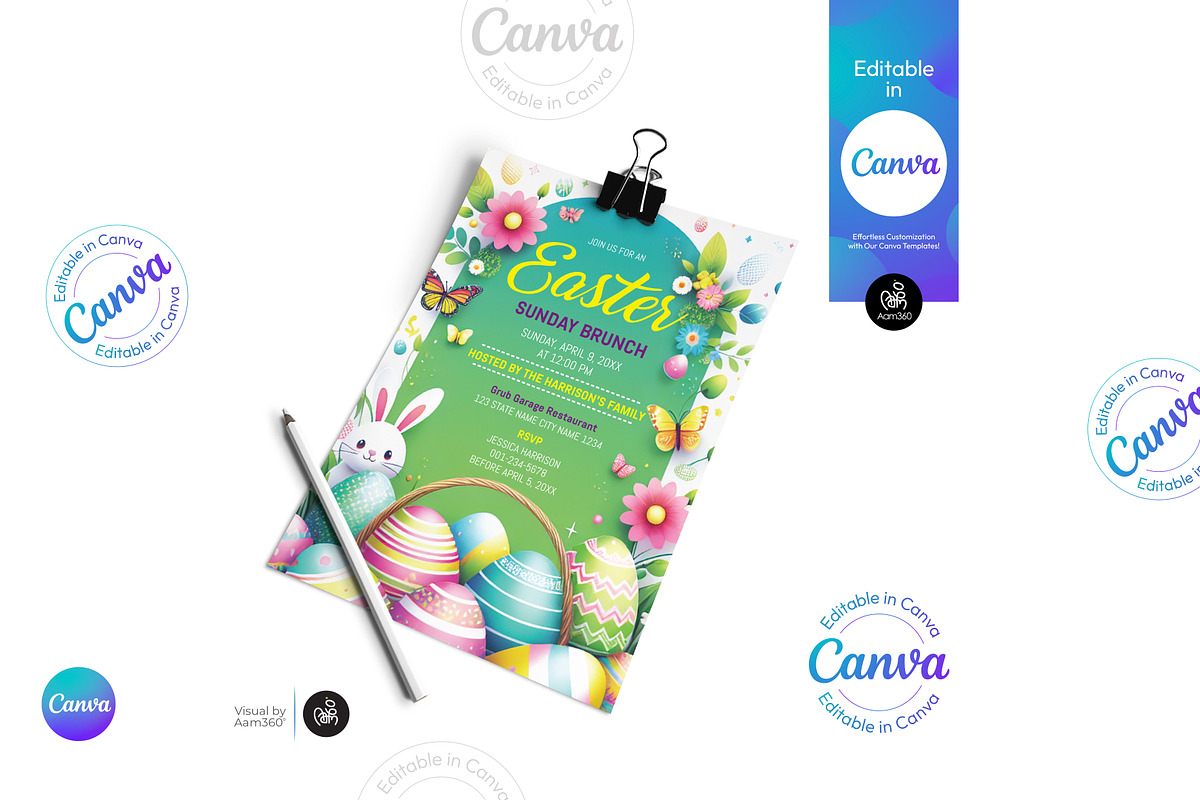Easter Brunch Party Flyer Template, a Flyer Template by Aam360 (Photo 3 of 3)