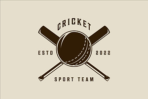 cricket sport logo vintage vector, a Branding & Logo Template by zyxroun shop