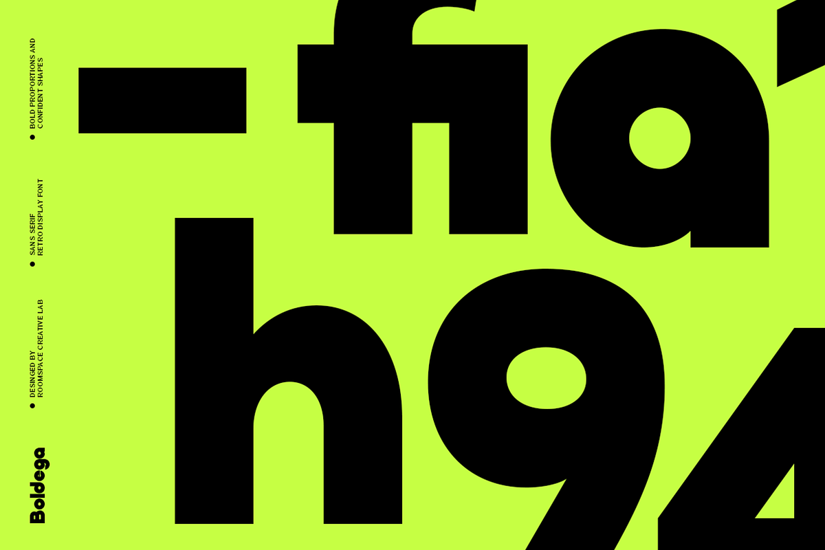 Boldega - Bold Geometric Display, a Sans Serif Font by roomspace creative lab (Photo 7 of 9)