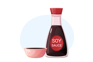 Traditional Asian soy sauce in, a Food Illustration by Vectorbuum