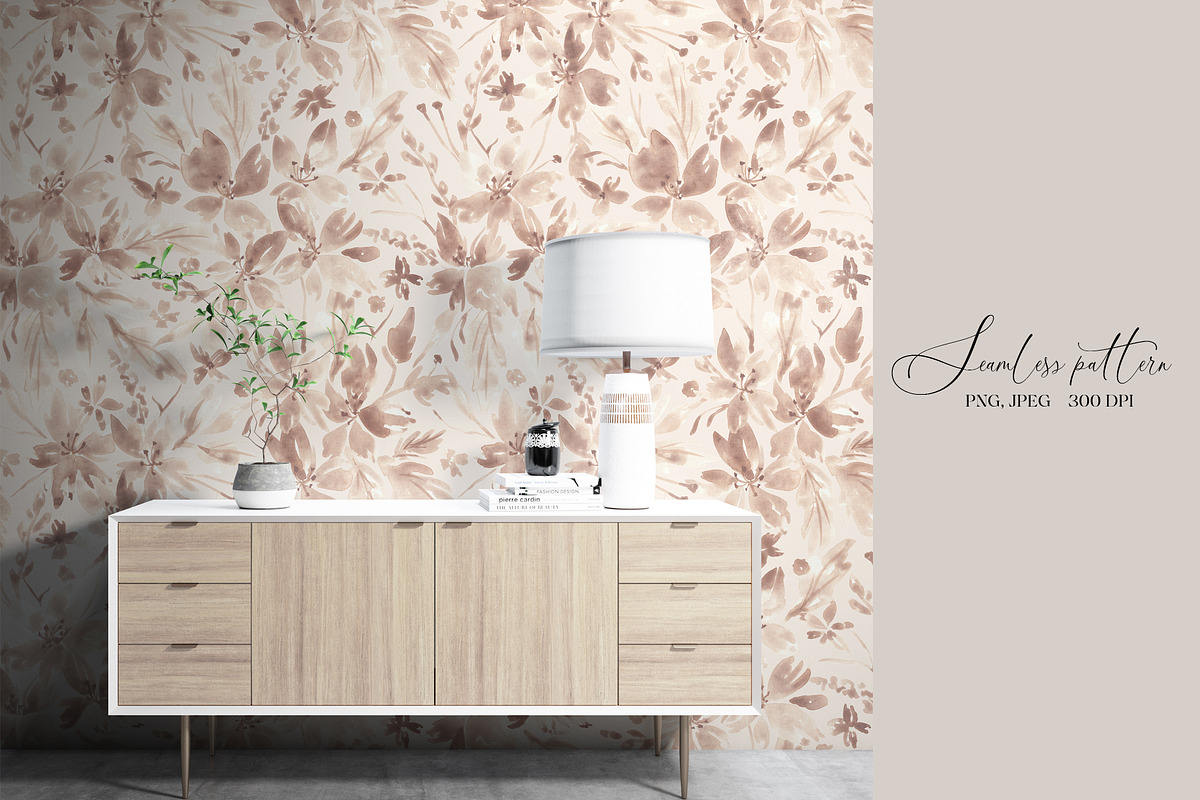 Mocha Mousse Floral pattern, a Pattern Graphic by SirenaArt (Photo 13 of 16)