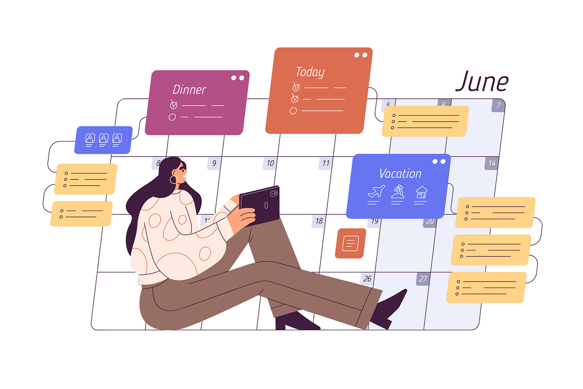 People plan schedule in calendar set, a Person Illustration by Good Studio (Photo 2 of 4)