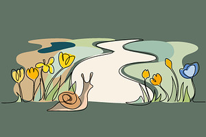 Cute landscape:flowers, road, fields