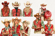 Western Cowboy Christmas Clipart, an Illustration by NadiaTheronArt (Thumbnail 4 of 5)