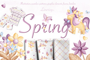 Spring-baby illustration & patterns