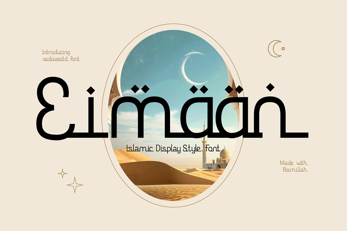 Eimaan – Islamic Display Style Font, a Script Font by Vadovastd (Photo 1 of 7)