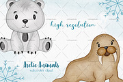 Watercolor Arctic Animals Clipart, an Illustration by LuiDesignStudio (Thumbnail 4 of 5)