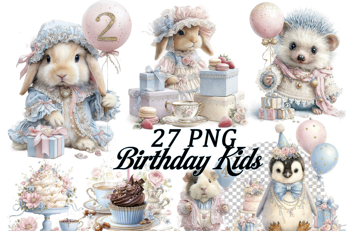 Watercolor Birthday Clipart, Elegant, an Illustration by one-touch (Photo 1 of 3)