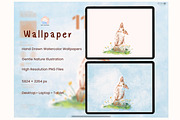 Little Bunny Watercolor Wallpaper, an Animal Illustration by Annyillustration (Thumbnail 2 of 5)