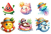 Watercolor Summer Funny Character, a Seasonal Illustration by DreamArtGraphic (Thumbnail 4 of 4)