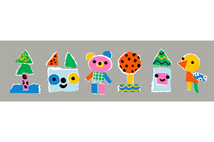 Kids color paper art collages, an Illustration by Vectorbuum