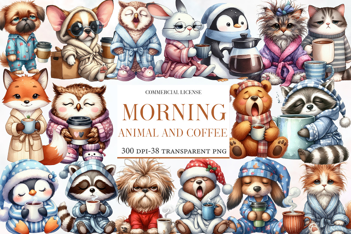 Morning Mood Animal and Coffee, an Illustration by Designworld (Photo 1 of 5)