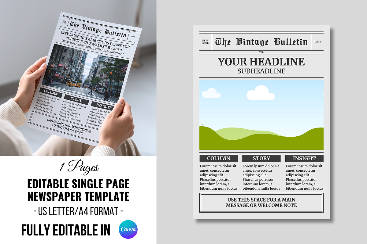 Front Page Newspaper Template, a Magazine Template by ZoloDesignHub