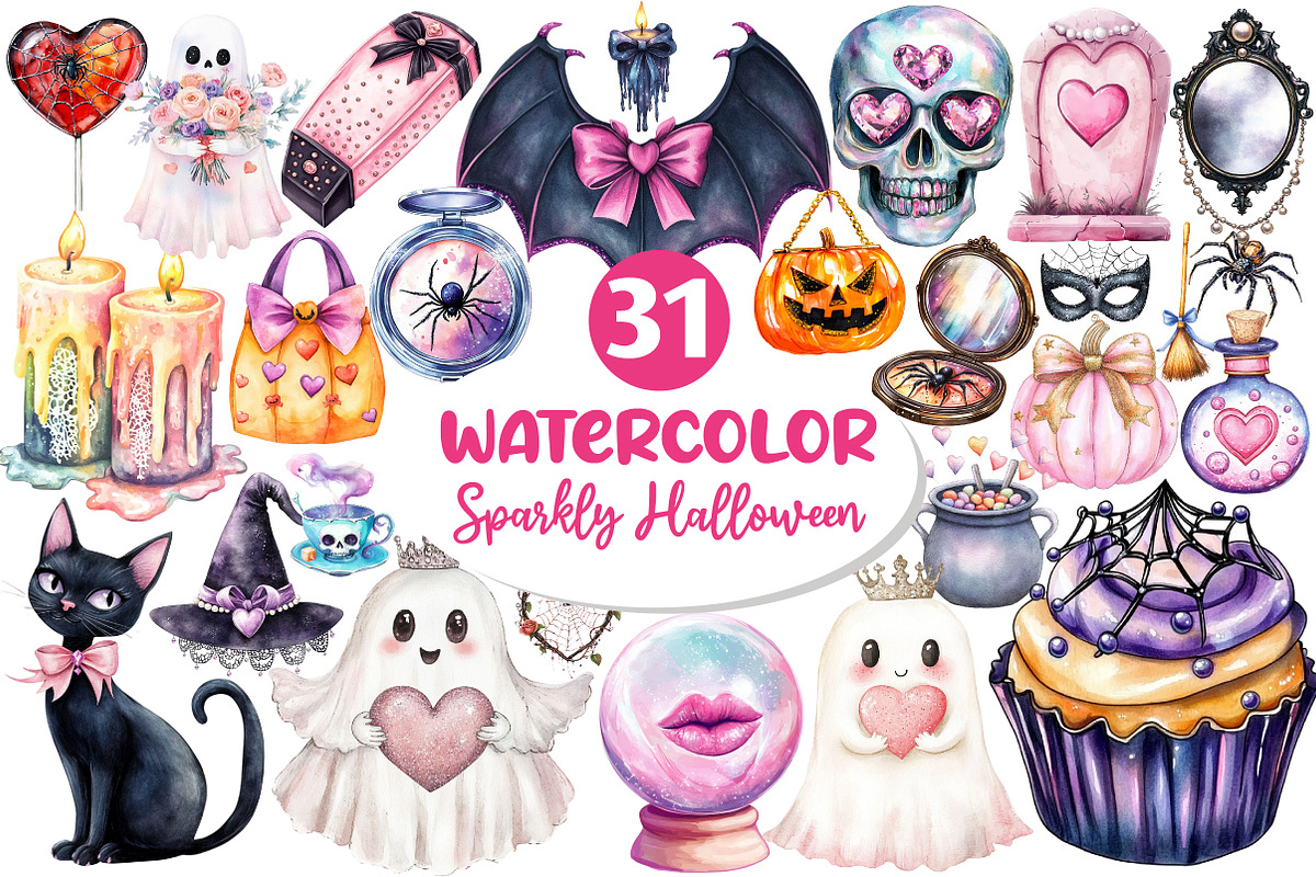 Coquette Sparkly Halloween Clipart, an Illustration by Dream Creation (Photo 1 of 6)