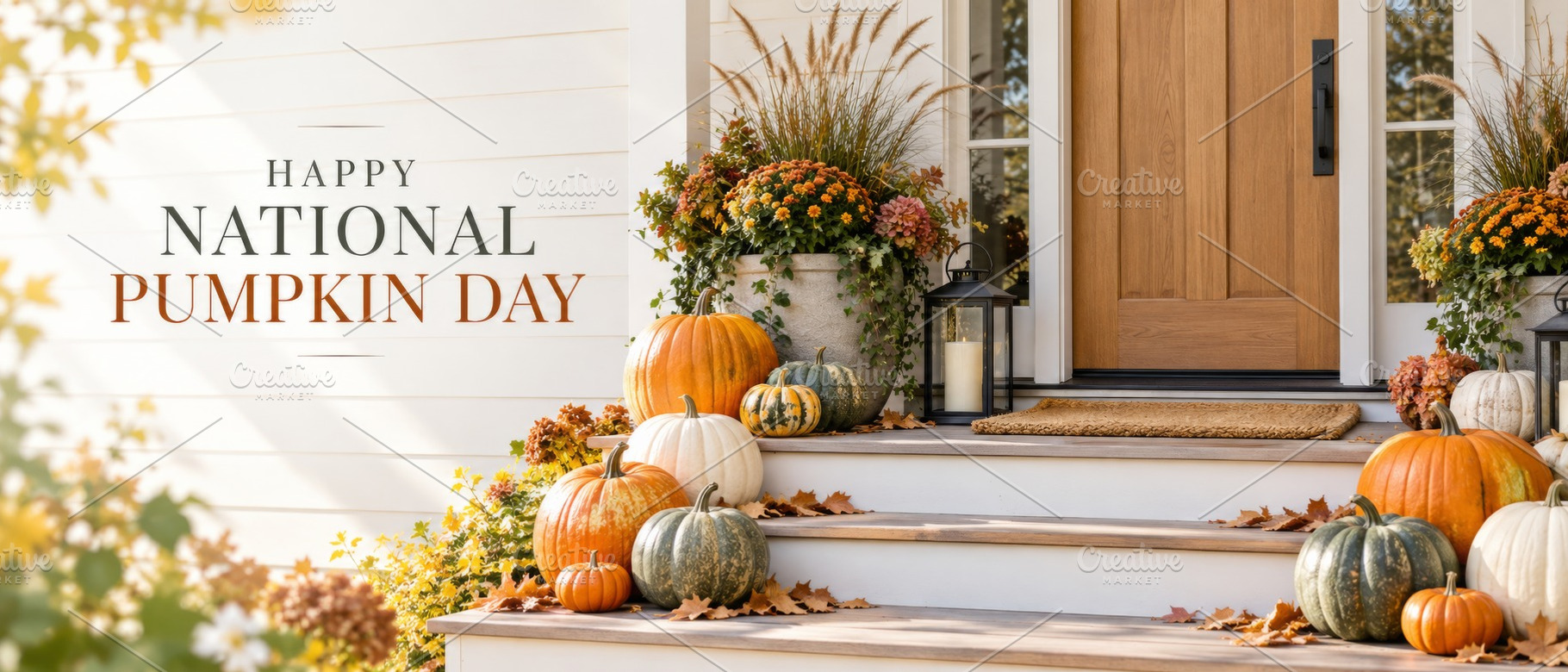 National Pumpkin Day October greetin, a Photo by Dvoevnore photos