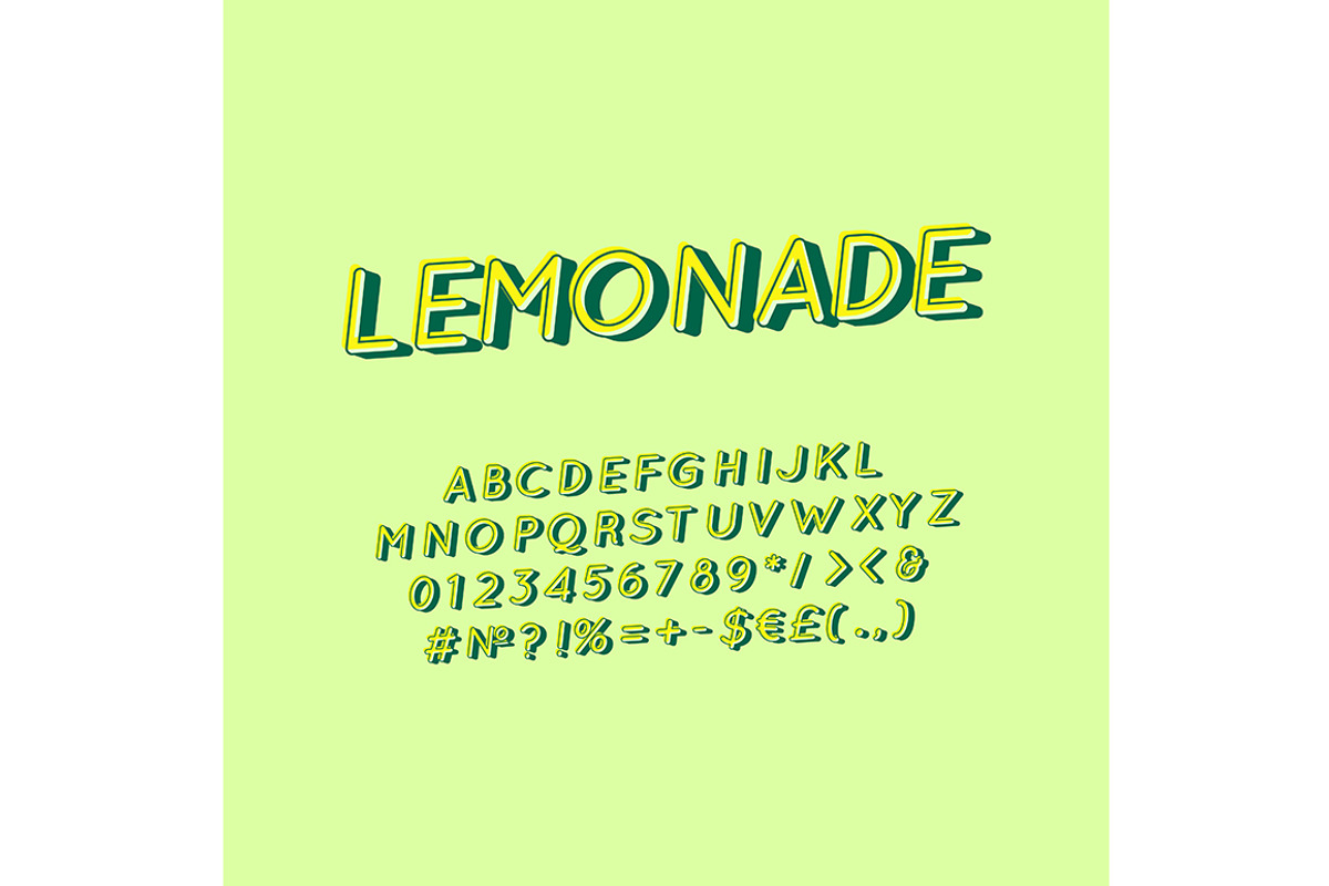 Lemonade vintage 3d vector alphabet, a Templates & Theme by IMG Visuals