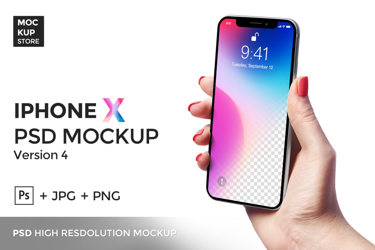 iPhone X Mockup version 4, an iPhone Mockup by Mockup Store (Photo 1 of 3)