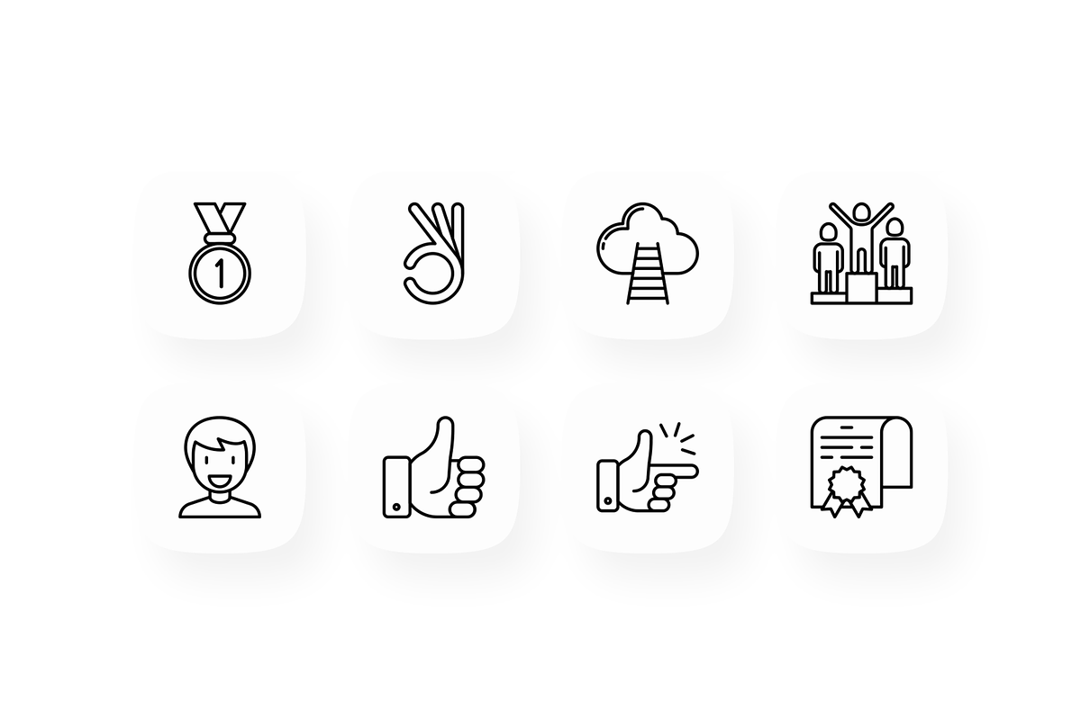 Success 16 Thin Line Icons Set, an Outline Icon by Alex Blogoodf (Photo 2 of 5)