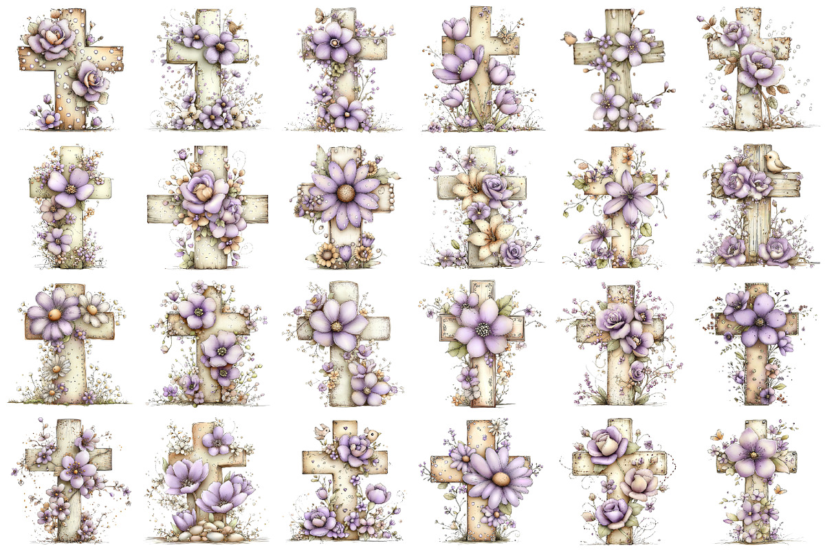 Floral Antique Cross Clipart, an Illustration by designcity5 (Photo 2 of 5)