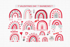 Valentine Rainbow Clipart Set