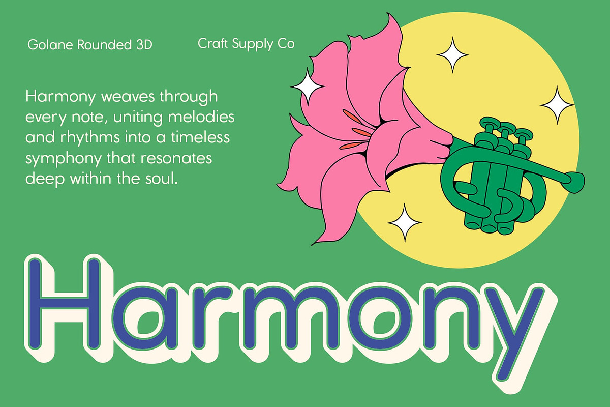Golane Rounded 3D, a Sans Serif Font by Craft Supply Co. (Photo 7 of 8)