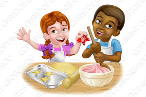 Girl and Boy Cartoon Child Chef Cook, an Education Illustration by Christos Georghiou