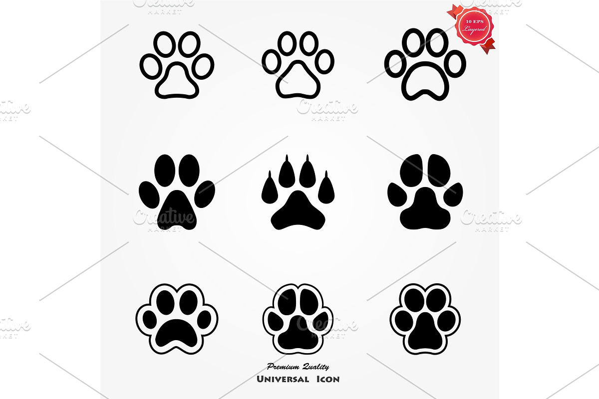 Animal paw set, an Animal Illustration by GraphicHouse