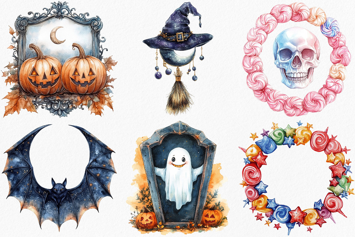 Watercolor Whimsy Halloween Frames, an Illustration by Canvas Craft (Photo 3 of 8)