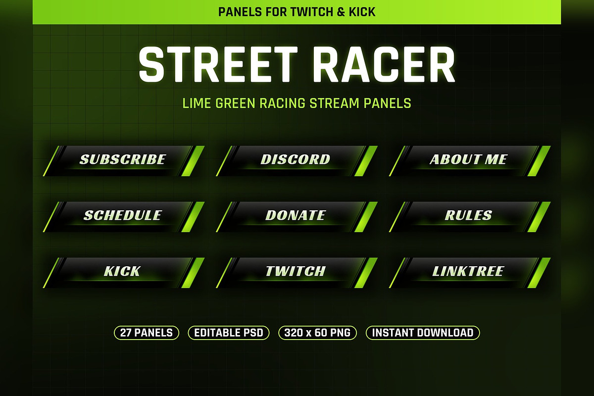 Street Racer Twitch & Kick Panels, an Object Graphic by Gear Store (Photo 1 of 5)