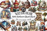 Watercolor Winter Bookworm Clipart, an Illustration by Designking (Thumbnail 1 of 5)