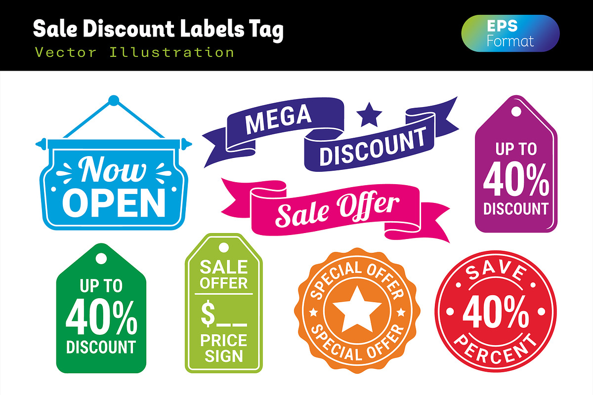 Store Open Discount Offer Tag Vector, an Object Graphic by zahidhossainalif (Photo 1 of 3)