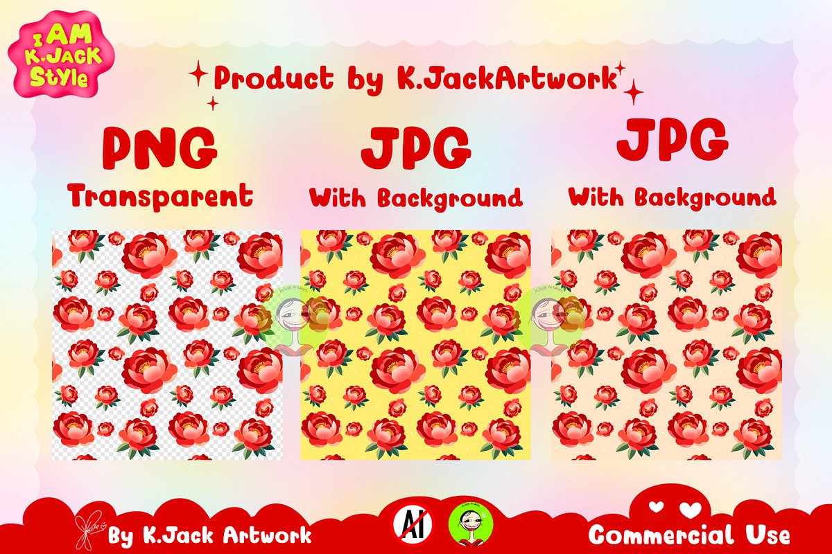 Lunar New Year Floral Pattern, a Background Graphic by K.JackArtwork (Photo 2 of 8)