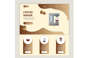 Coffee Maker Flat Landing Page